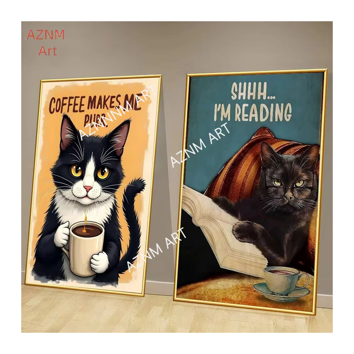 CAT ART Vintage Filmplakat Wandgemälde aus Papier in mehrfarbigem Design für Wandmontage oder Tischaufstellung - Bild 3