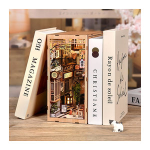 Cat's Alley DIY Miniaturhaus aus Holz – Mehrfarbiges 3D-Buchecken-Set als dekorative Buchstütze und Heimdekoration