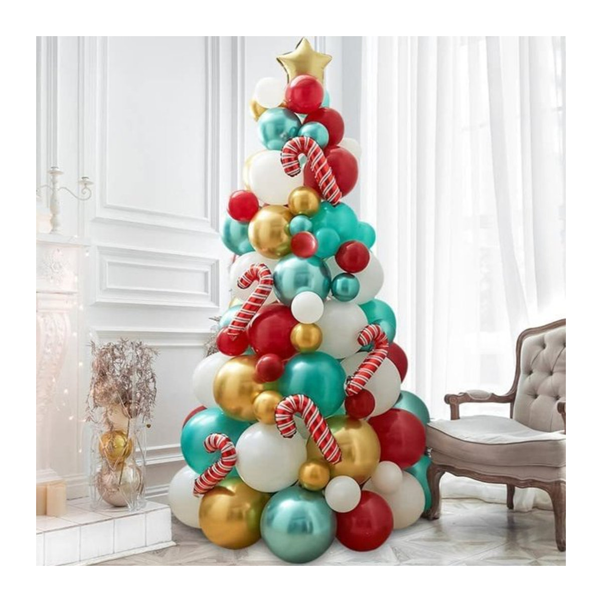 CatXaa Weihnachtsdekoration Luftballons in Weihnachtsbaum-Form aus Latex in Rot und Grün - Bild 1