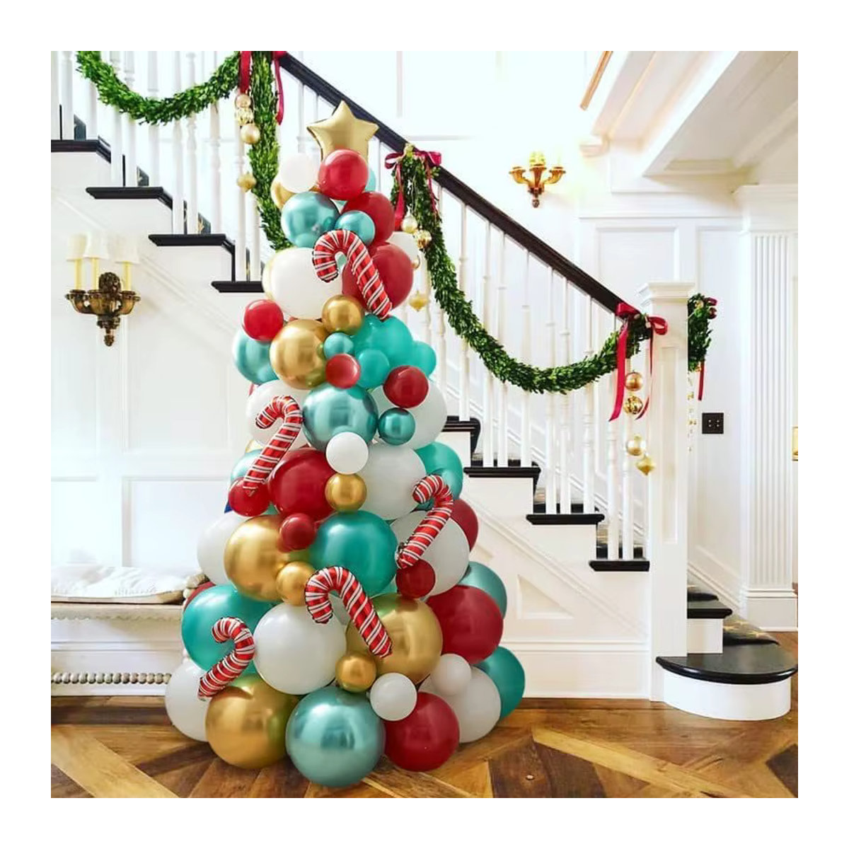 CatXaa Weihnachtsdekoration Luftballons in Weihnachtsbaum-Form aus Latex in Rot und Grün - Bild 2