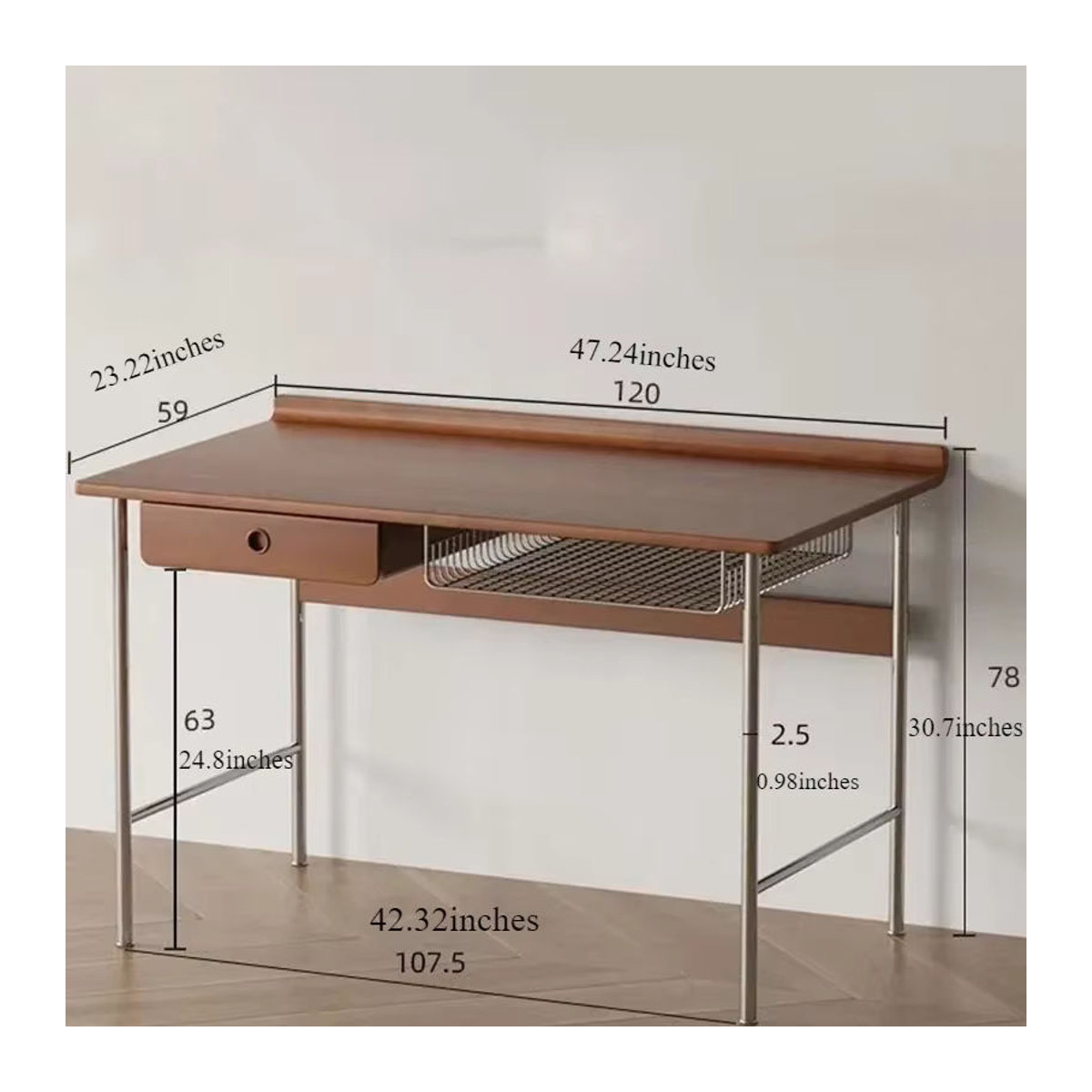Cavandon Schreibtisch aus Holz in Braun im skandinavischen Design für Schlafzimmer und Büro - Bild 6