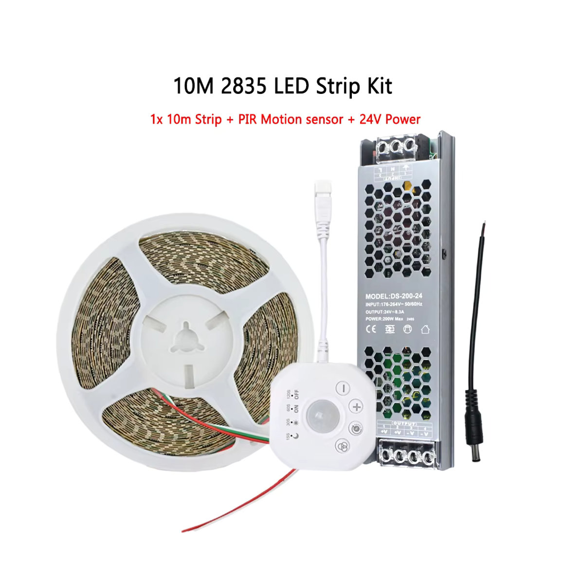 CENFAYA LED-Streifen mit PIR-Bewegungssensor und Timer, fließendes Wasser Effekt, Pixel Licht in Kaltweiß, 24 V, 2835 LED - Bild 4