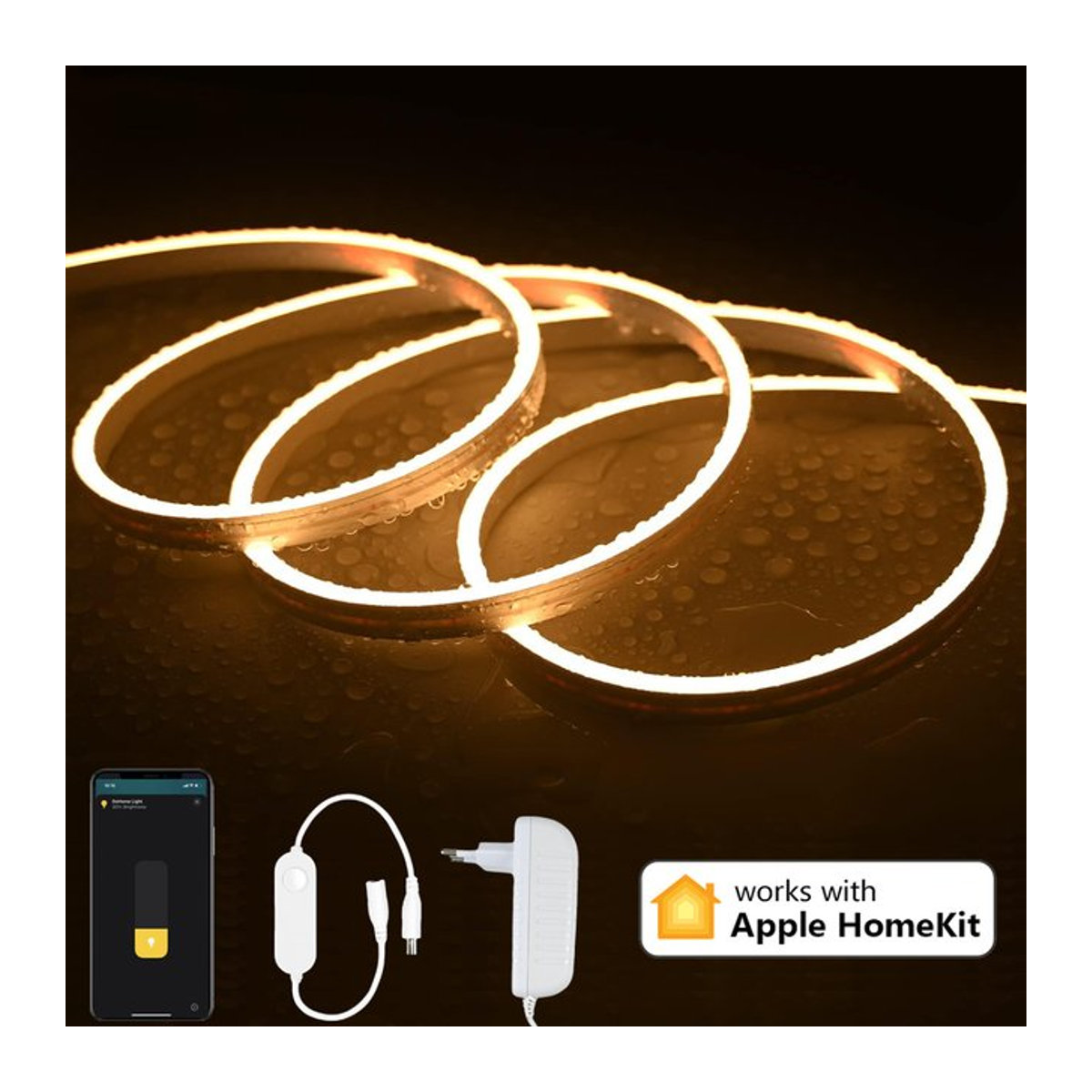 CENFAYA Neon LED-Streifen mit Homekit und Wifi, dimmbar, wasserdicht, weiß, 12V, Siri Sprachsteuerung - Bild 1
