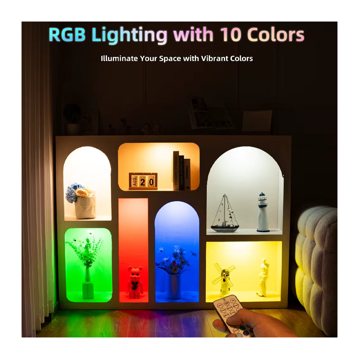 CENFAYA Runde LED Möbelbeleuchtung Schwarz RGB + CCT Dimmbar mit Fernbedienung im 3er-Set - Bild 2