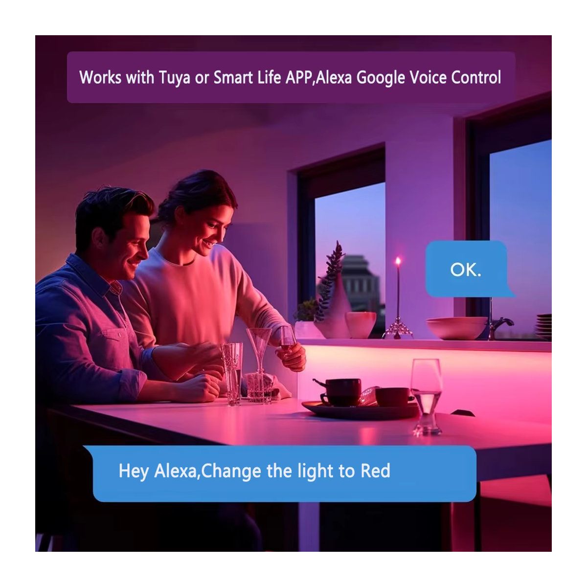 CENFAYA Smart Tuya WiFi RGB LED Möbelbeleuchtung Set in Silber für Küche und Schrank mit App-Steuerung und Google Assistant Alexa Kompatibilität - Bild 2