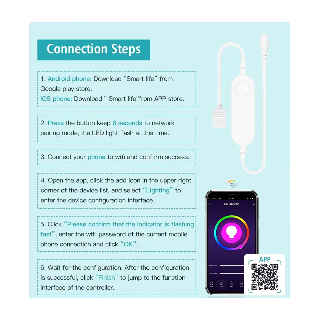 CENFAYA Smart Tuya WiFi RGB LED Möbelbeleuchtung Set in Silber für Küche und Schrank mit App-Steuerung und Google Assistant Alexa Kompatibilität - Bild 4