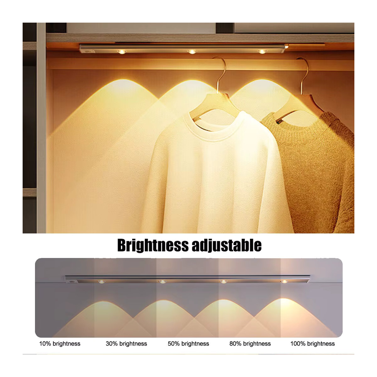 CENSHION LED Schrankleuchte mit Bewegungsmelder, USB wiederaufladbare Möbelbeleuchtung in Weiß, 20 cm - Bild 4