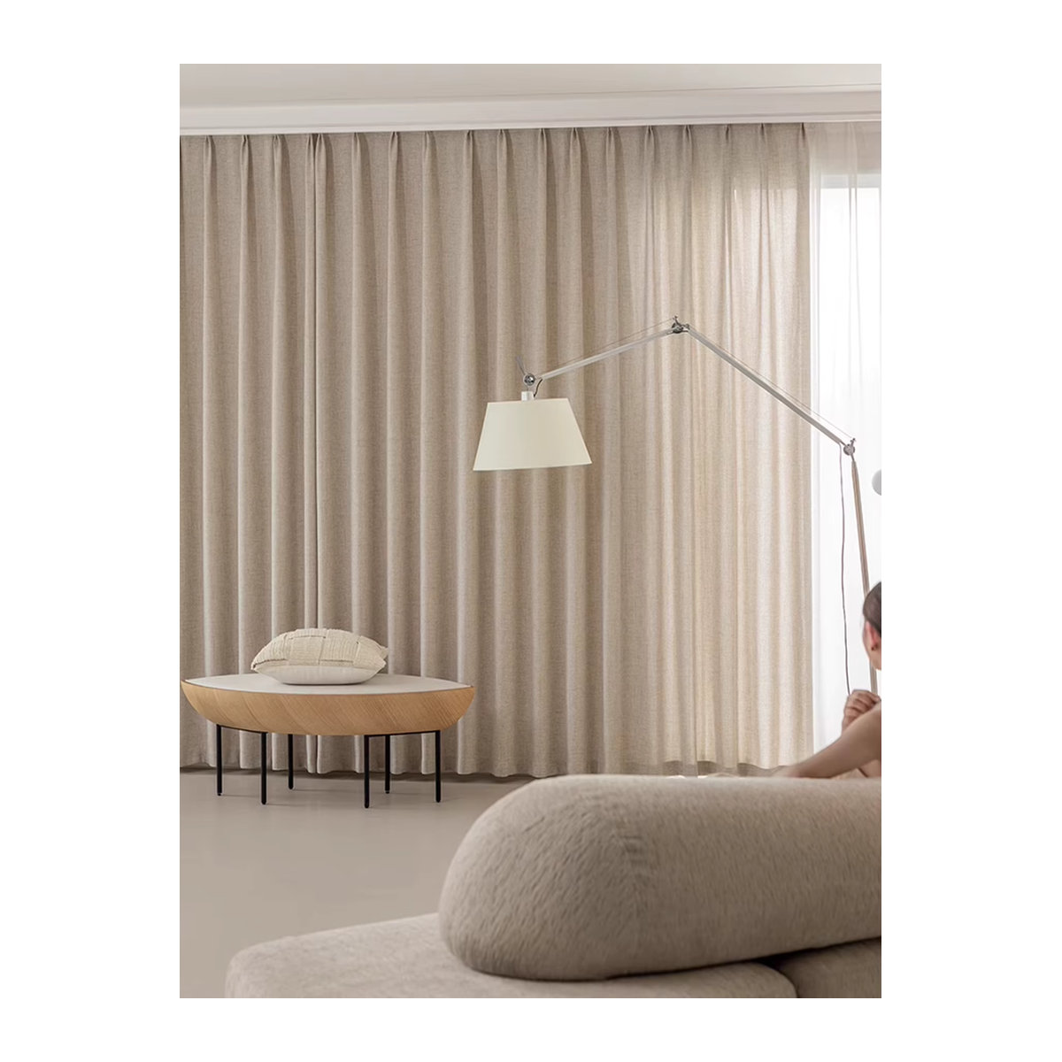 CENTURyMiG Leinen-Gaze-Vorhang halbverdunkelnd in Creme Beige Gelb - Bild 2
