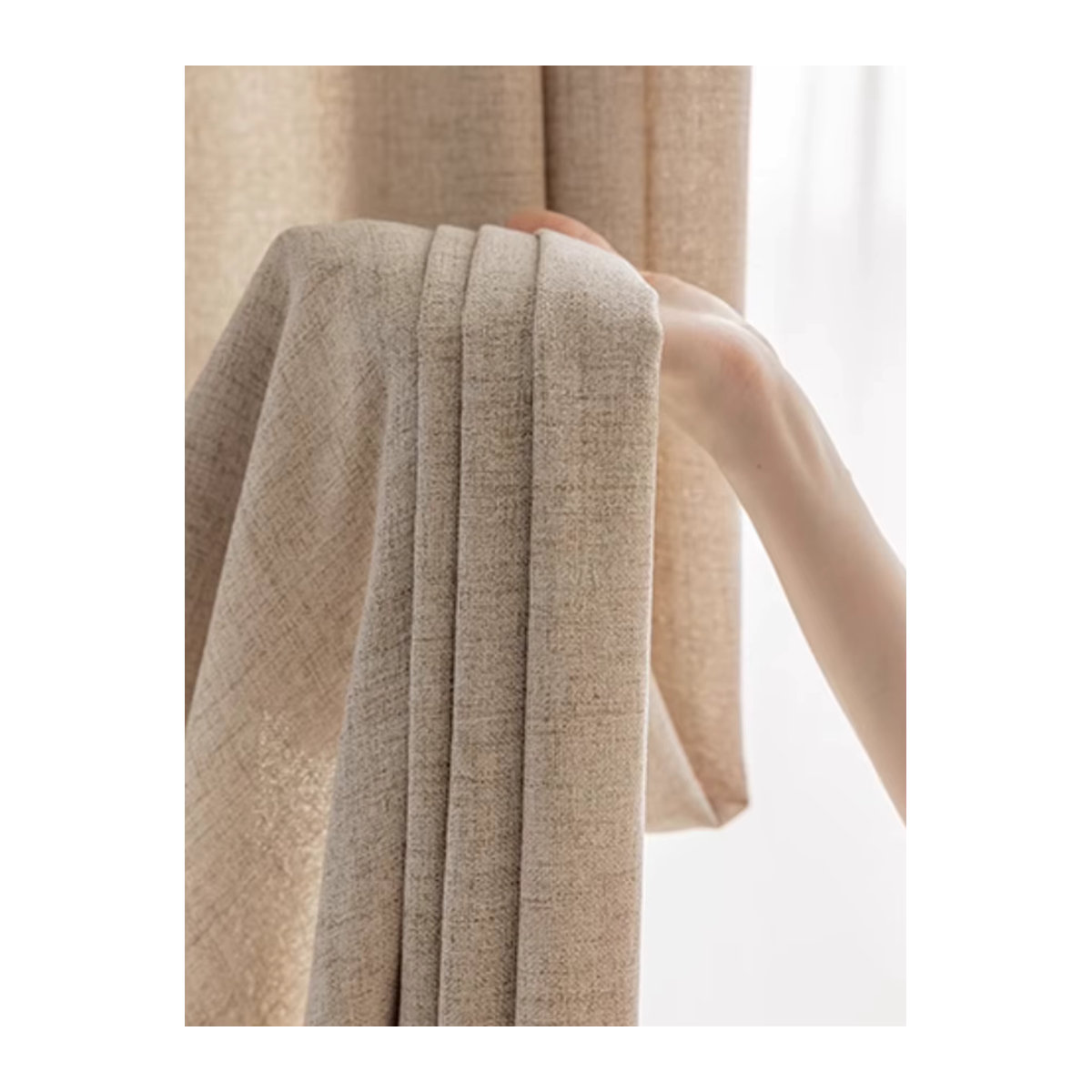 CENTURyMiG Leinen-Gaze-Vorhang halbverdunkelnd in Creme Beige Gelb - Bild 3