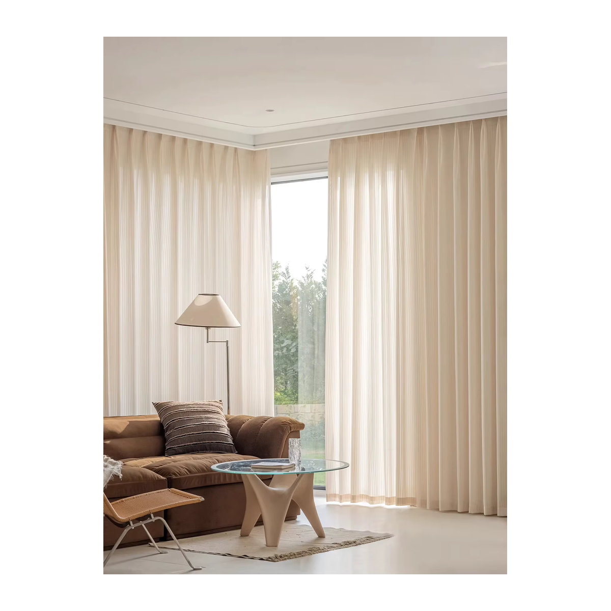 CENTURyMiG Lichtdurchlässiger Mull-Vorhang in Beige und Gelb als Sonnenschutz für Wohnzimmer und Balkon - Bild 2