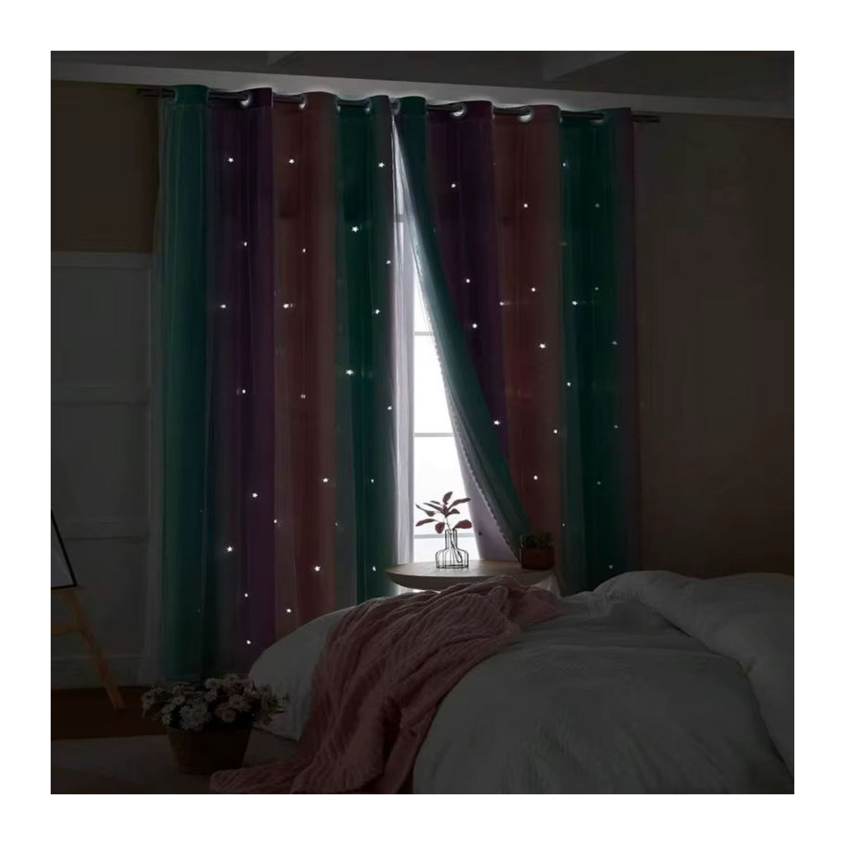 CENTURyMiG Sternförmiger Vorhang mit Aussparungen in Mehrfarbig, Verdunkelnd und Schallreduzierend für Wohnzimmer, Schlafzimmer oder Kinderzimmer - Bild 6