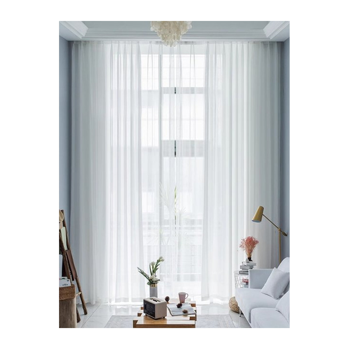 CENTURyMiG Transparente Tüll-Voile-Organza-Vorhänge in Weiß für Küche und Wohnzimmer zur Schattierung - Bild 1