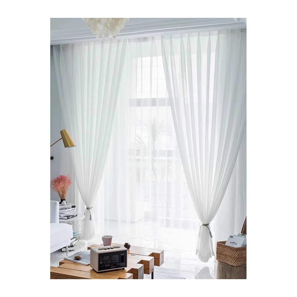CENTURyMiG Transparente Tüll-Voile-Organza-Vorhänge in Weiß für Küche und Wohnzimmer zur Schattierung - Bild 2