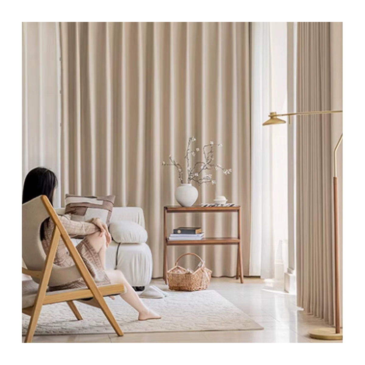 CENTURyMiG Verdunkelungsvorhänge aus Chenille im Retro-Mittelalter-Stil für Schlafzimmer und Wohnzimmer, Farbe: Braun/Beige - Bild 4