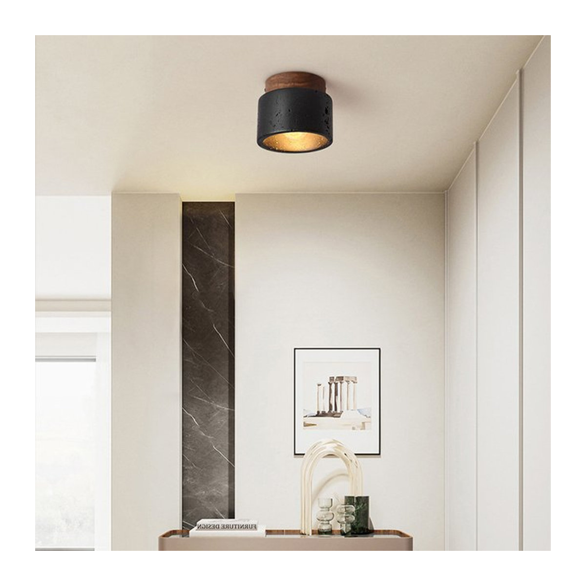Ceropegia Deckenlampe in Schwarz im modernen minimalistischen Wabi-Sabi Design aus Beton - Bild 1