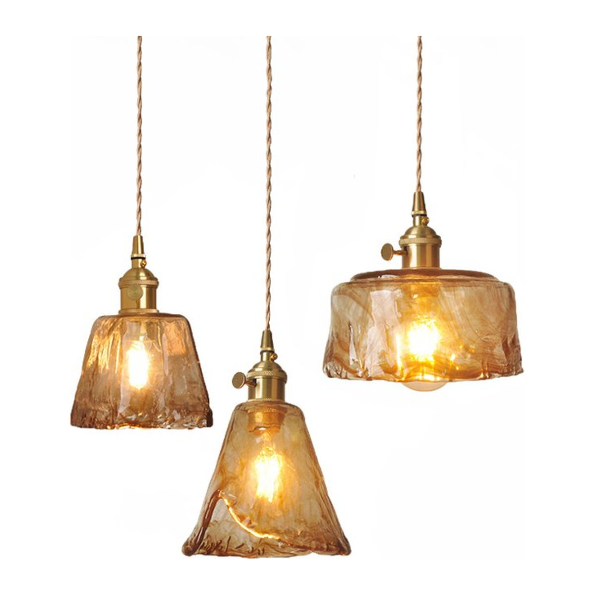 Ceropegia Glas Pendelleuchte im Nordic Design mit E27 Fassung in Kupfer und Messing Braun - Bild 1