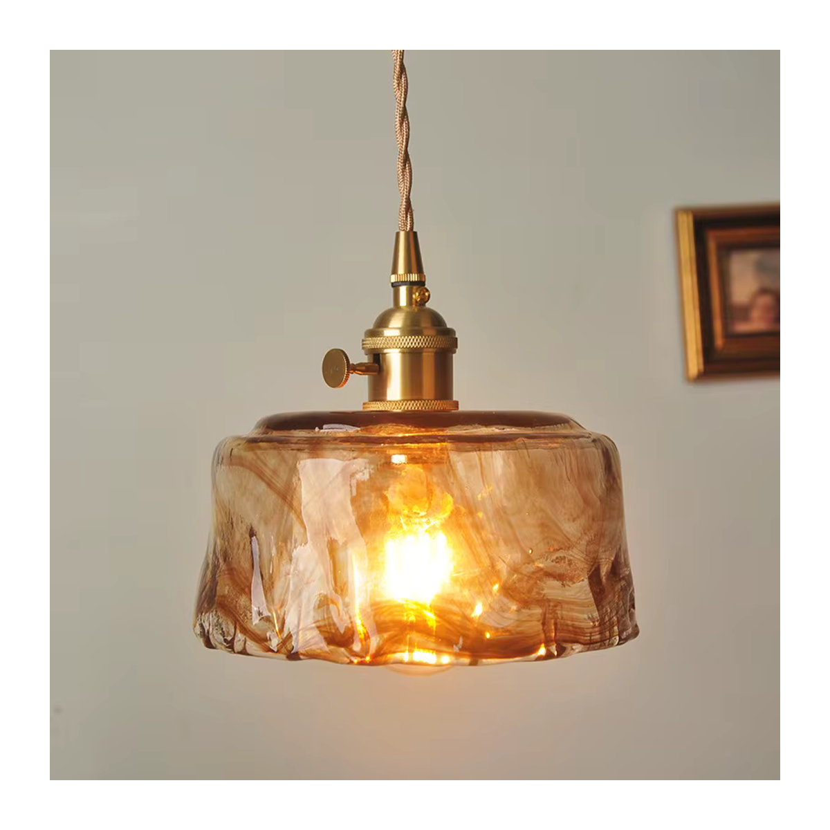 Ceropegia Glas Pendelleuchte im Nordic Design mit E27 Fassung in Kupfer und Messing Braun - Bild 2