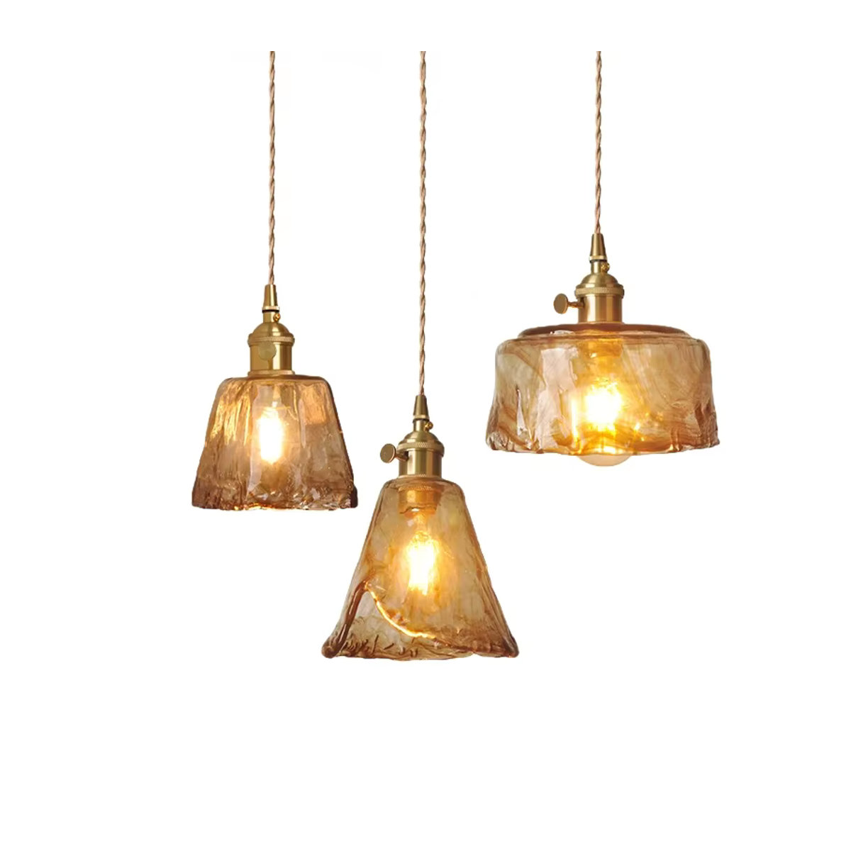 Ceropegia Glas Pendelleuchte im Nordic Design mit E27 Fassung in Kupfer und Messing Braun - Bild 3