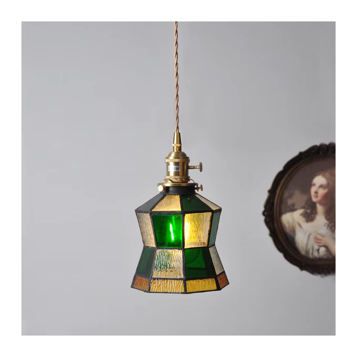 Ceropegia Kronleuchter im Industrial Retro-Stil mit buntem Glas in Warmweiß - Bild 3