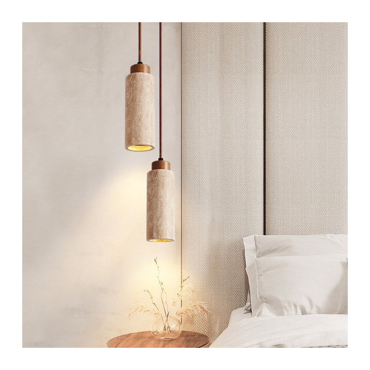 Ceropegia Pendelleuchte aus Stein im minimalistischen Design in Schwarz oder Beige - Bild 1