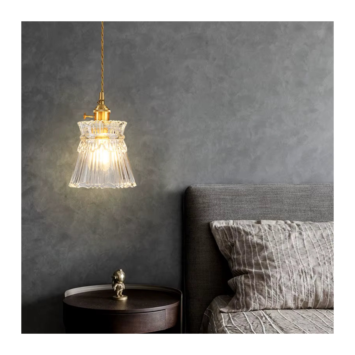 Ceropegia Vintage Nordic Wellen Glas Pendelleuchte im skandinavischen Retro-Design für Schlafzimmer, Esszimmer und Küche mit Schalter - Bild 2