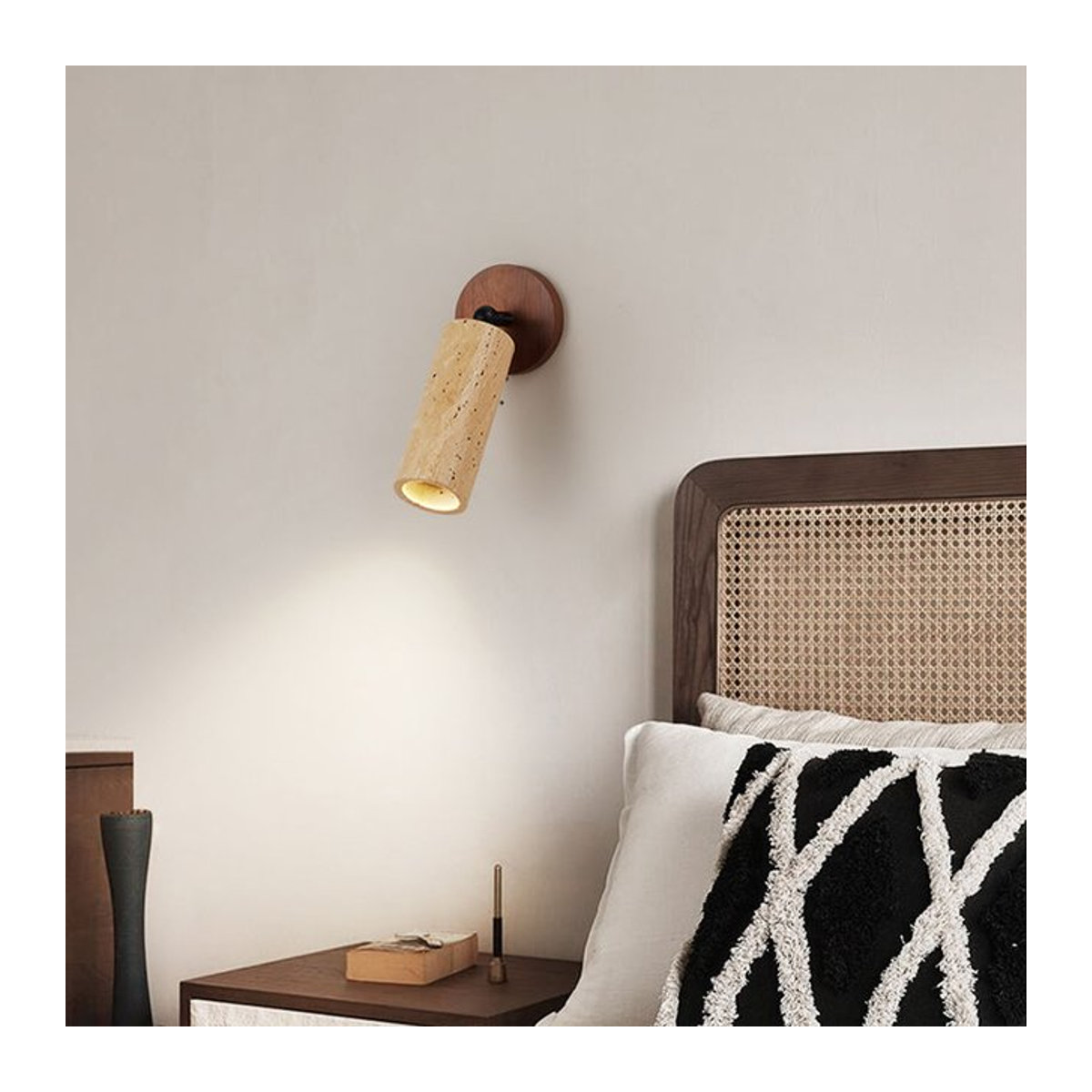 Ceropegia Wabi-Sabi Wandlampe aus Holz und Stein im japanischen Design für Schlafzimmer und Korridor - Bild 1