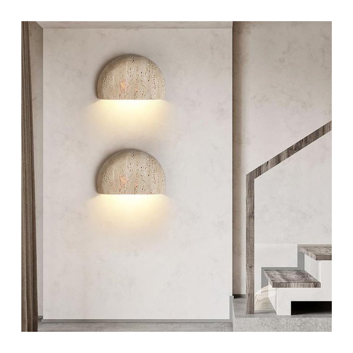 Ceropegia Wabi-Sabi Wandleuchte aus Stein in Beige im Retro-Design für Wohnzimmer und Schlafzimmer - Bild 1