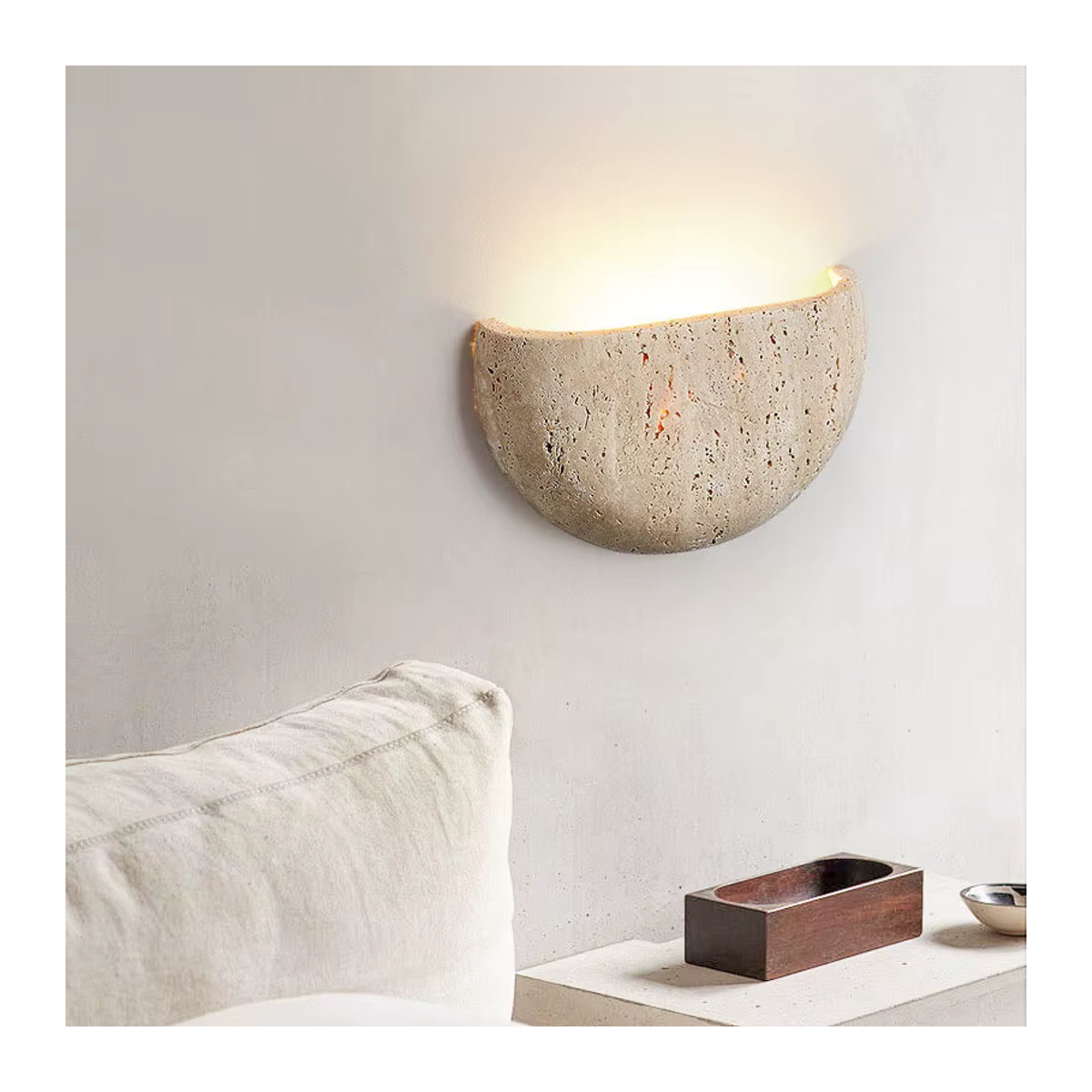 Ceropegia Wabi-Sabi Wandleuchte aus Stein in Beige im Retro-Design für Wohnzimmer und Schlafzimmer - Bild 2