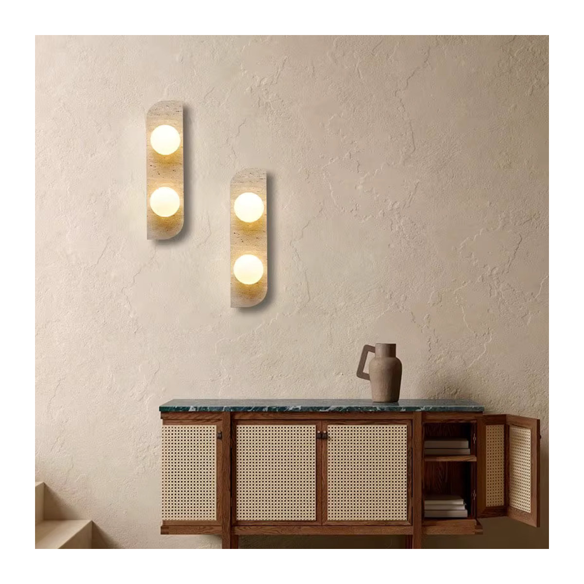 Ceropegia Wandleuchte im Wabi-Sabi Design aus Stein in Gelb und Beige mit japanischem Retro-Stil - Bild 3