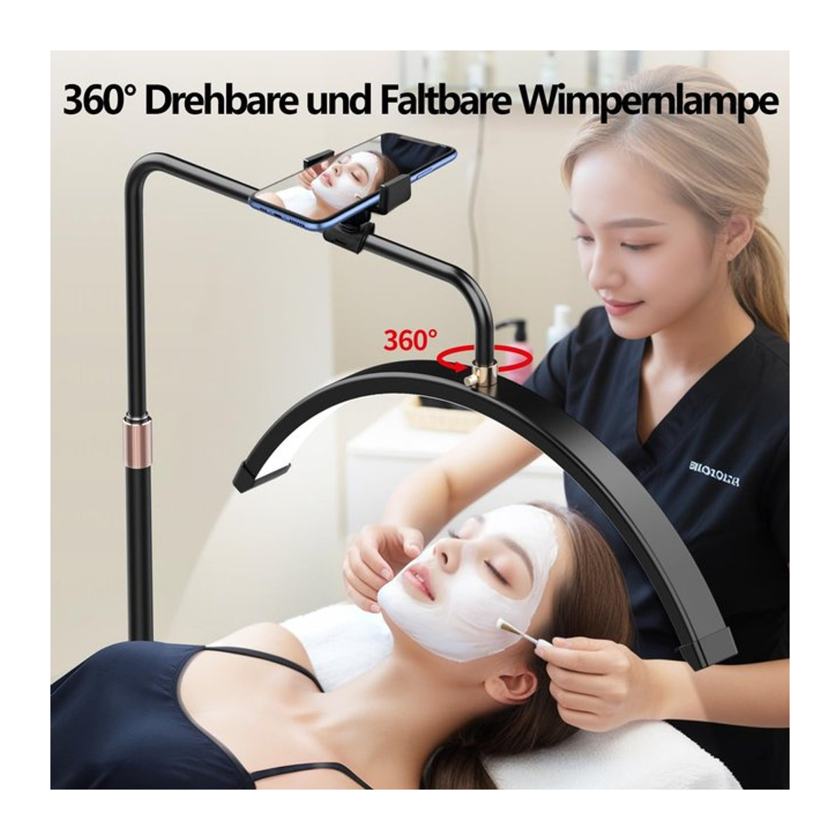 CETANT LED Half Moon Beauty Lampe U-förmiges bodenmontiertes Fülllicht für Beauty Nail Art Augenbrauen Wimpern und Tattoo in minimalistischem Design - Bild 1