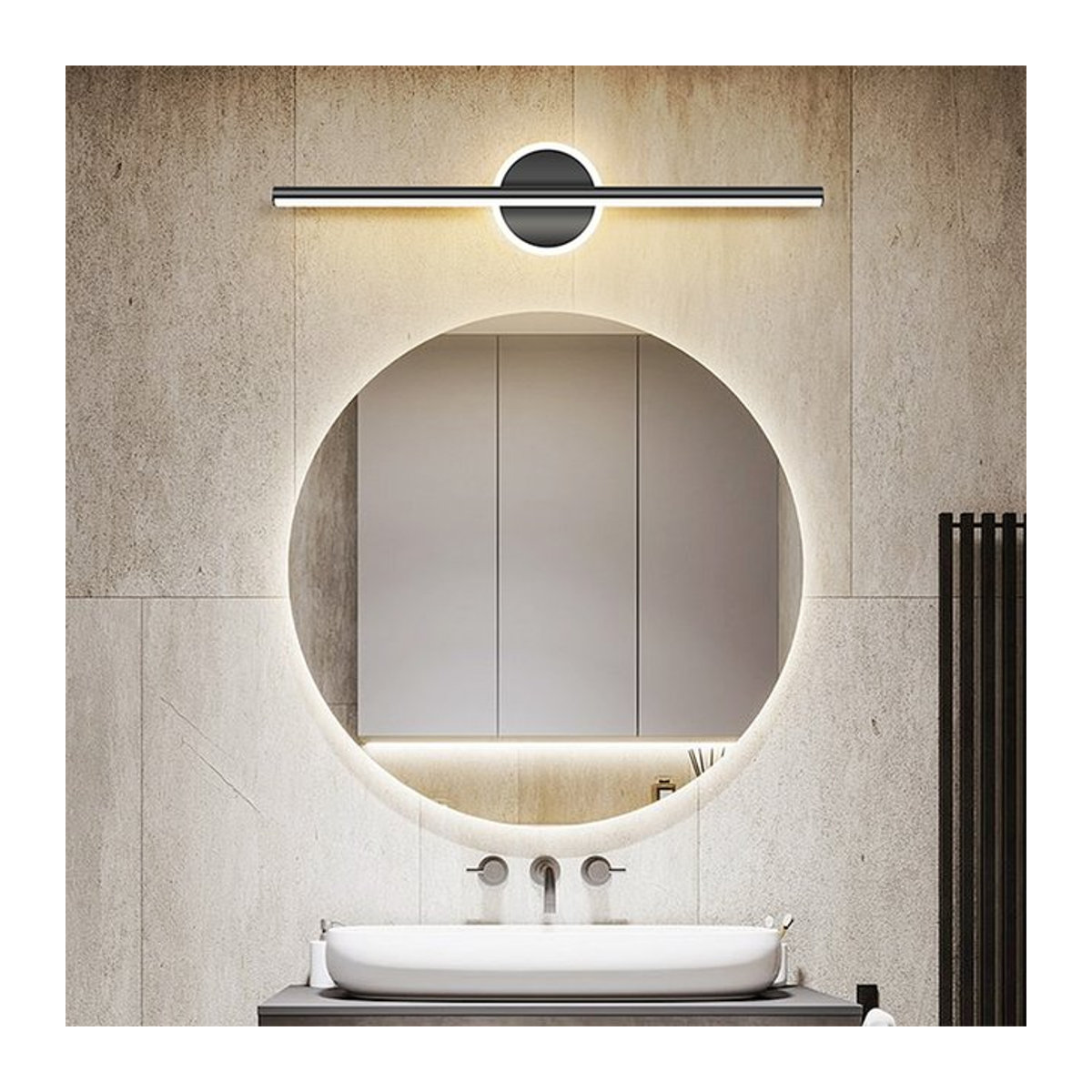 CETANT LED-Spiegel-Frontwandleuchte in Schwarzgold mit minimalistischem Design - Bild 1
