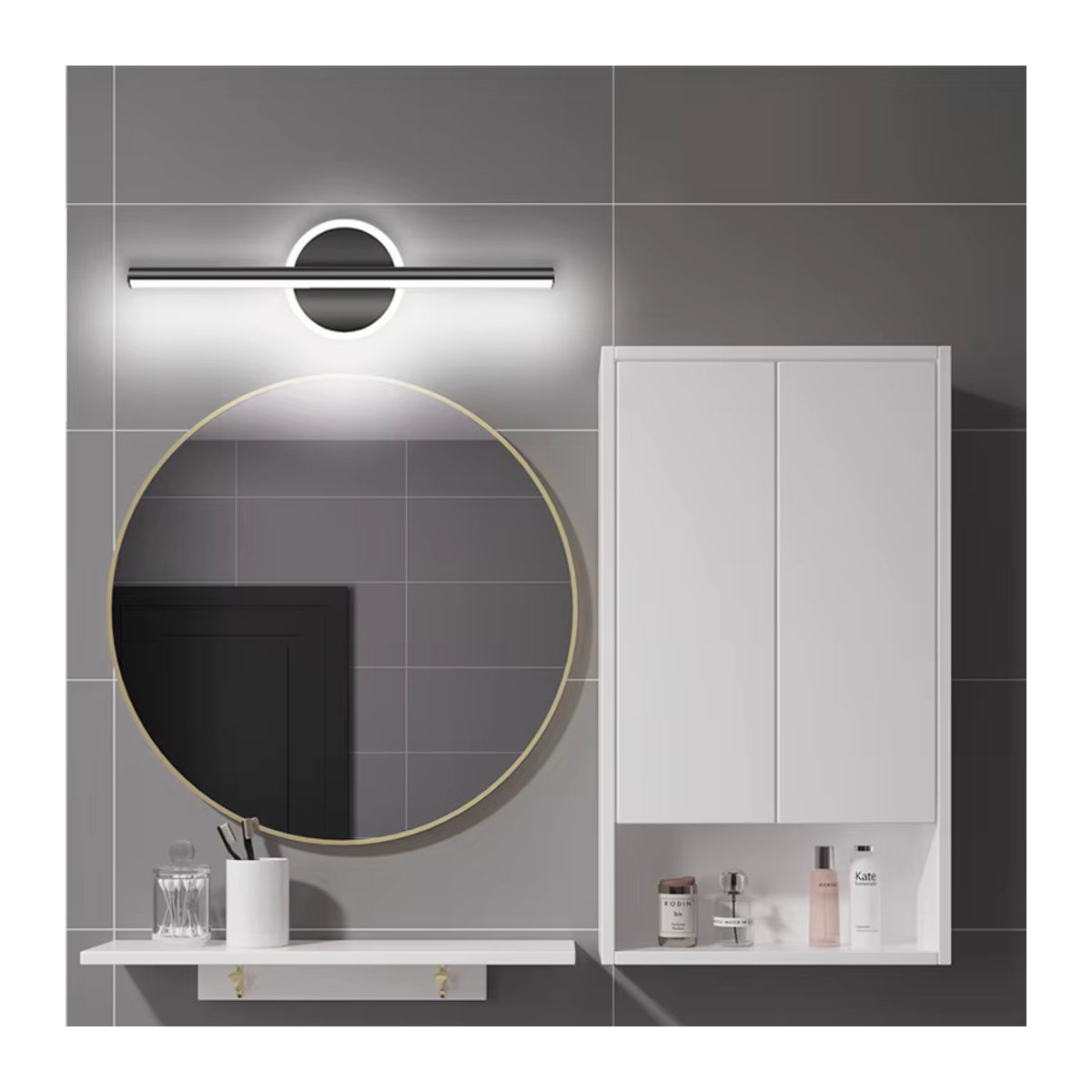CETANT LED-Spiegel-Frontwandleuchte in Schwarzgold mit minimalistischem Design - Bild 2