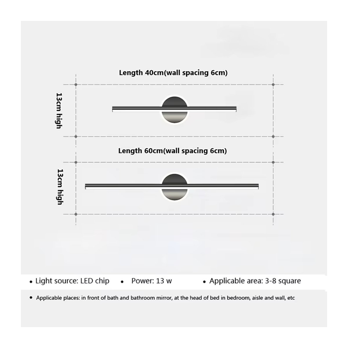 CETANT LED-Spiegel-Frontwandleuchte in Schwarzgold mit minimalistischem Design - Bild 4