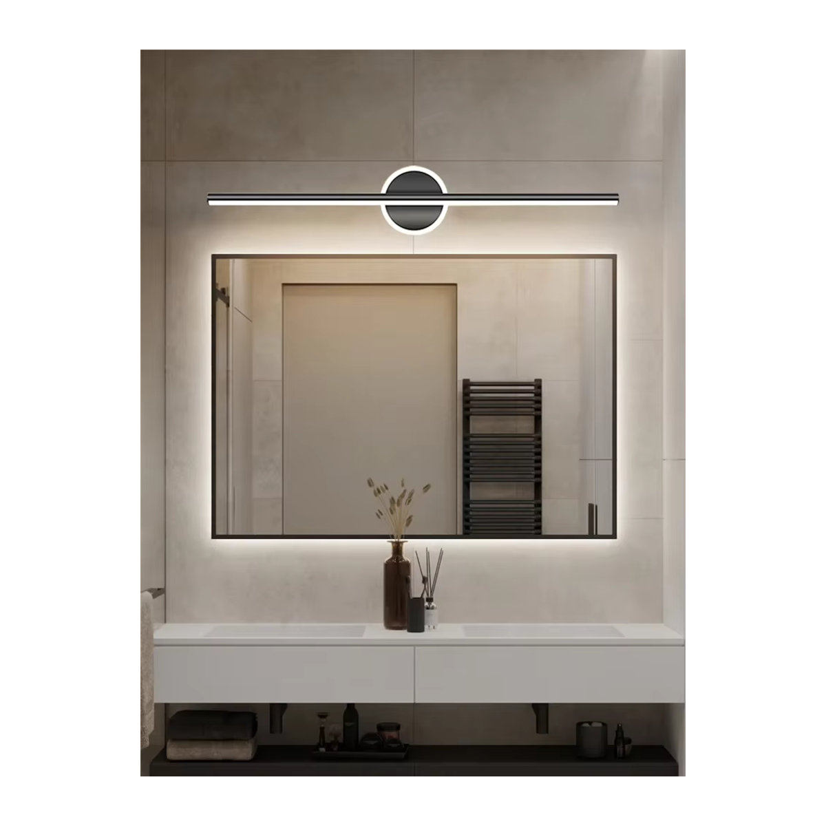 CETANT LED-Spiegel-Frontwandleuchte in Schwarzgold mit minimalistischem Design - Bild 5