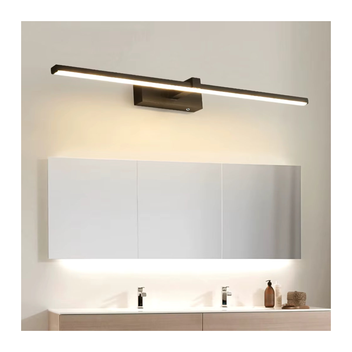 CETANT Minimalistische LED-Ladewandleuchte in Schwarz mit Touch-Schalter und Fernbedienung für Schlafzimmer, Badezimmer und Spiegel - Bild 2