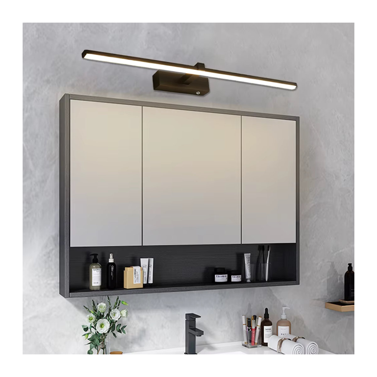 CETANT Minimalistische LED-Ladewandleuchte in Schwarz mit Touch-Schalter und Fernbedienung für Schlafzimmer, Badezimmer und Spiegel - Bild 3