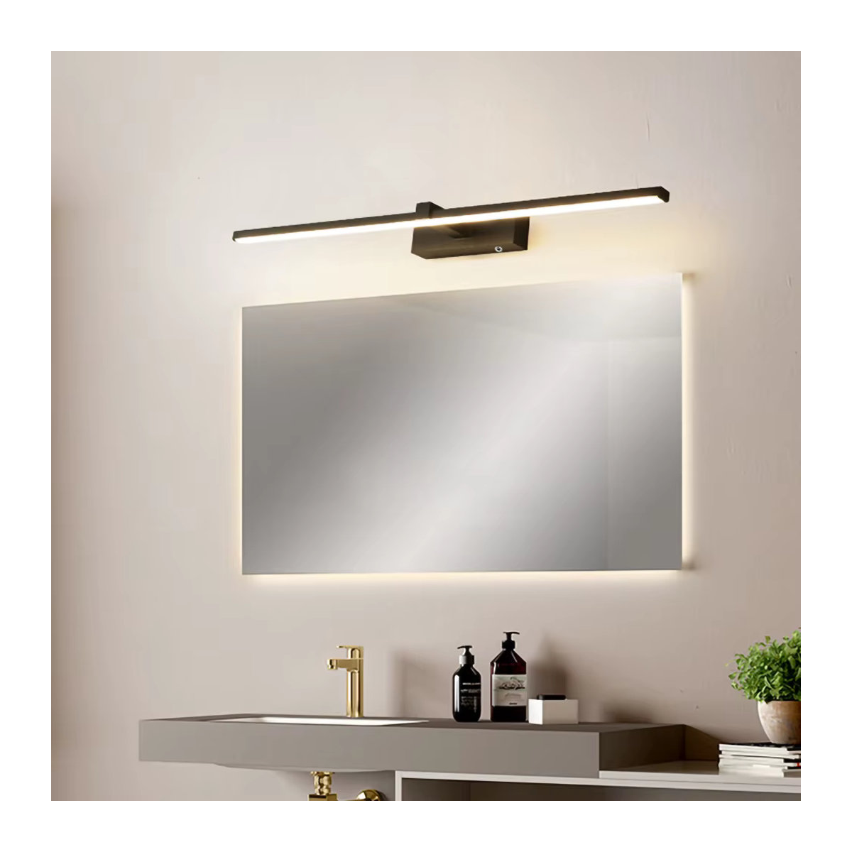 CETANT Minimalistische LED-Ladewandleuchte in Schwarz mit Touch-Schalter und Fernbedienung für Schlafzimmer, Badezimmer und Spiegel - Bild 4