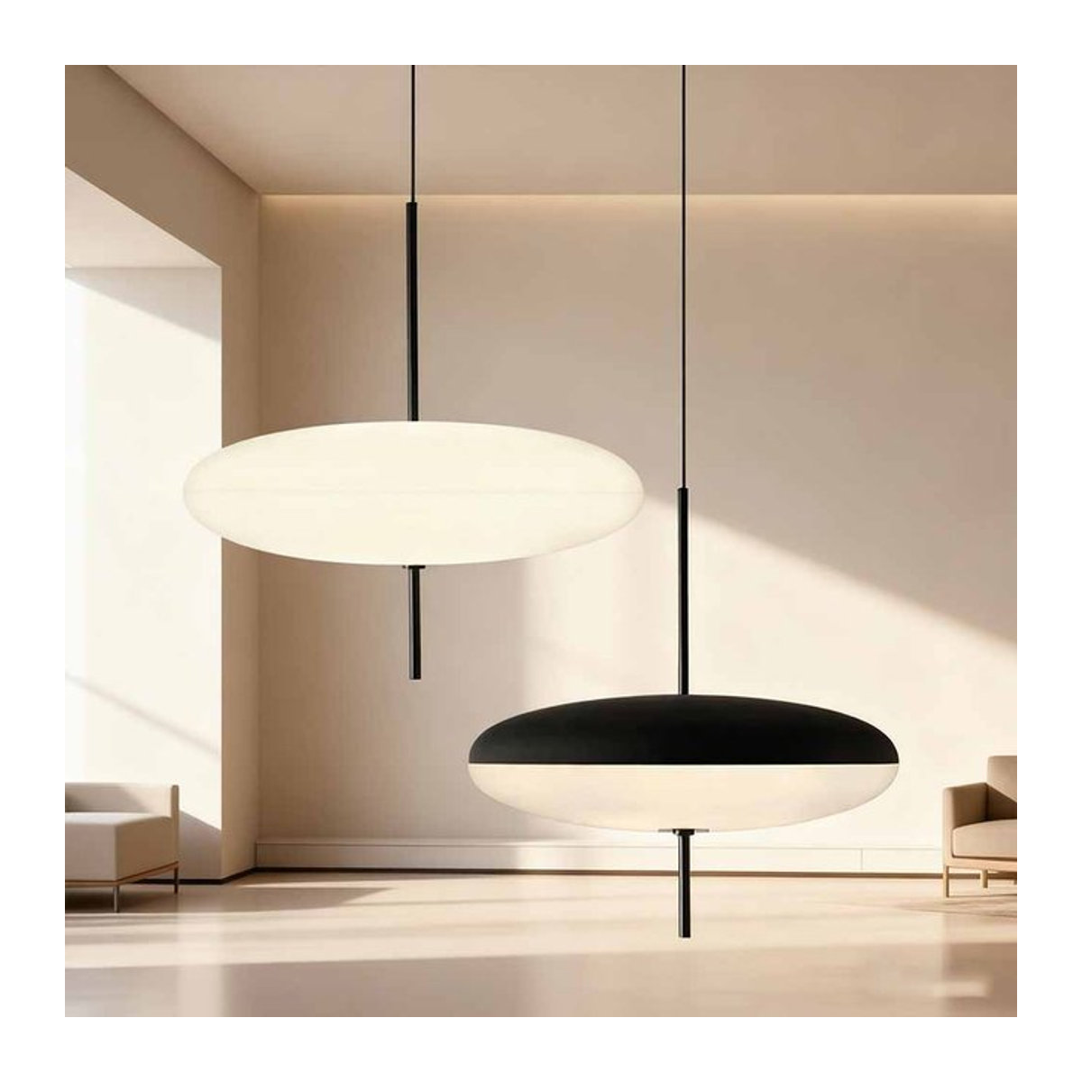 CETANT Moderne LED-Pendelleuchte im fliegenden Untertassen-Stil in Schwarz oder Weiß - Bild 1
