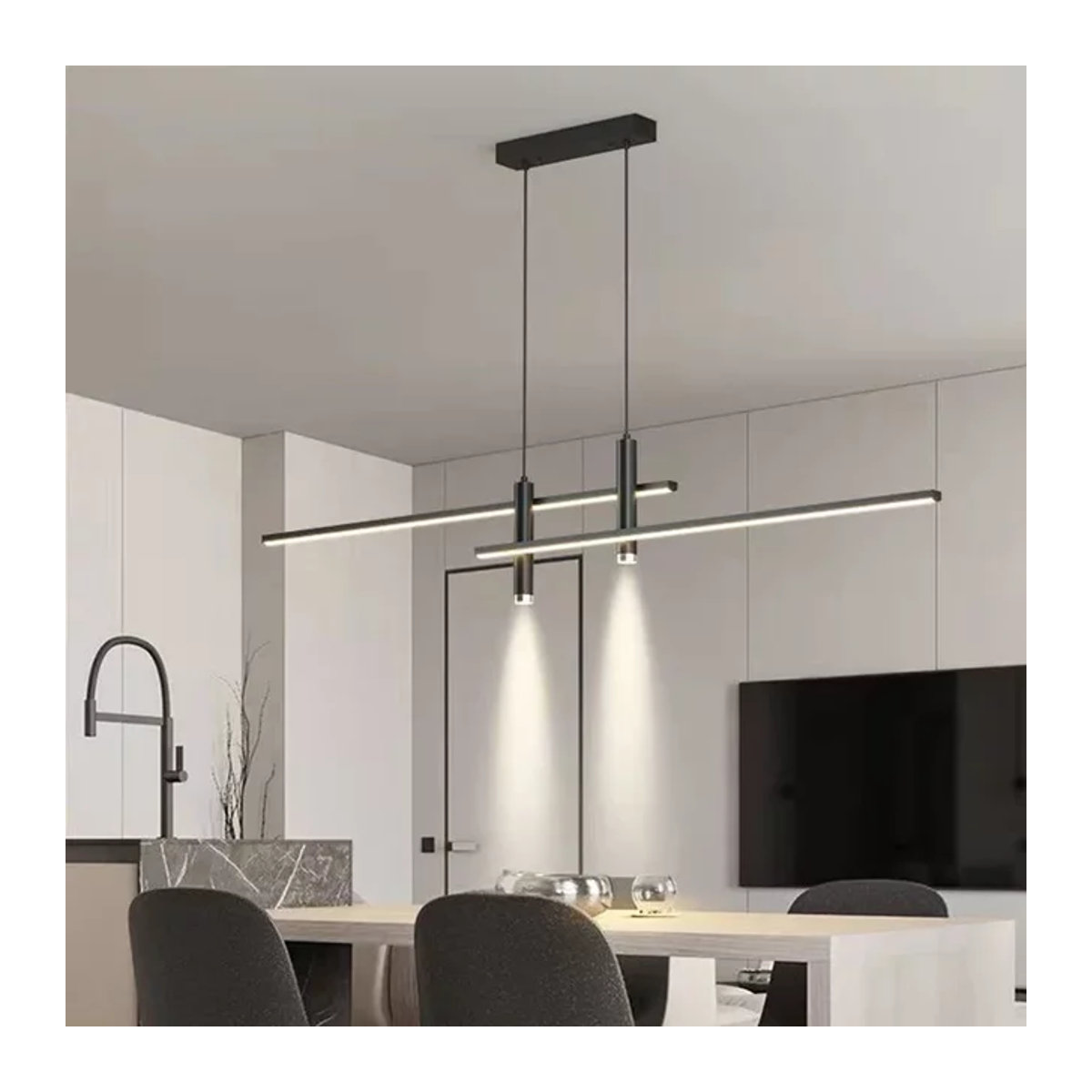 CETANT Moderne LED-Pendelleuchte in Schwarz, minimalistische Hängeleuchte für den Innenbereich - Bild 1