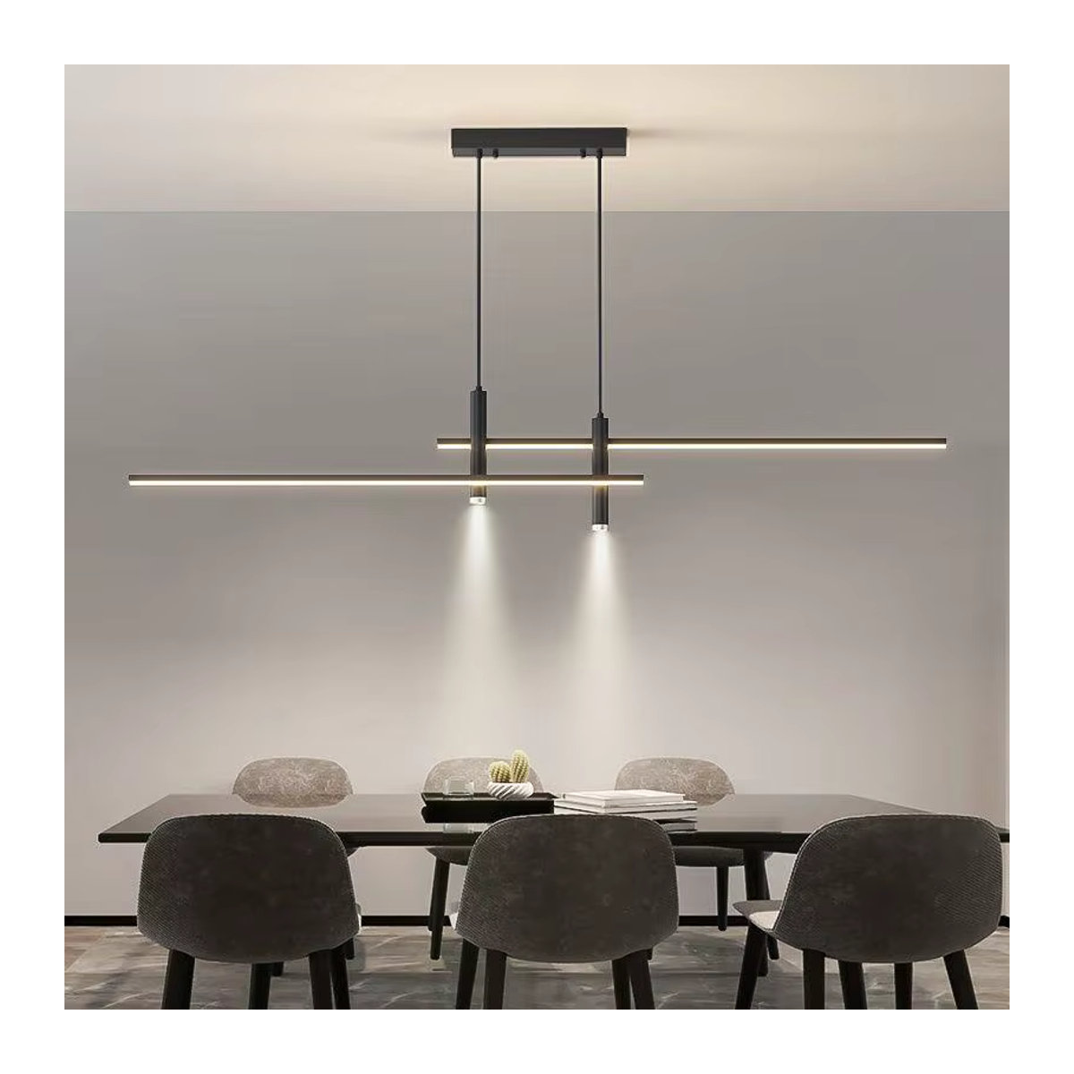 CETANT Moderne LED-Pendelleuchte in Schwarz, minimalistische Hängeleuchte für den Innenbereich - Bild 2