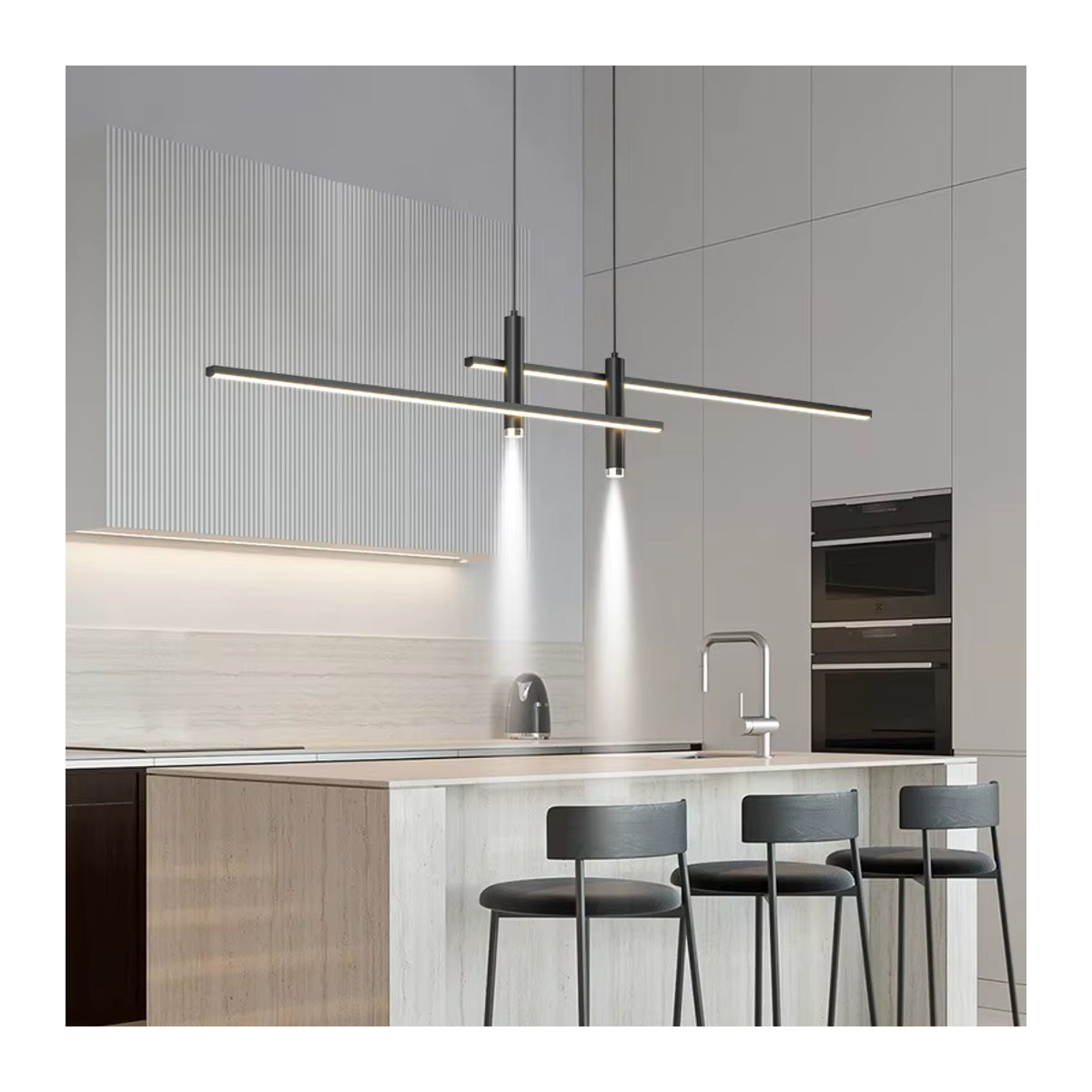 CETANT Moderne LED-Pendelleuchte in Schwarz, minimalistische Hängeleuchte für den Innenbereich - Bild 4