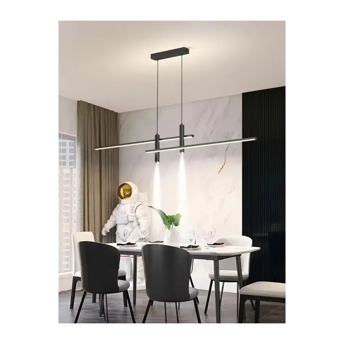 CETANT Moderne LED-Pendelleuchte in Schwarz, minimalistische Hängeleuchte für den Innenbereich - Bild 5