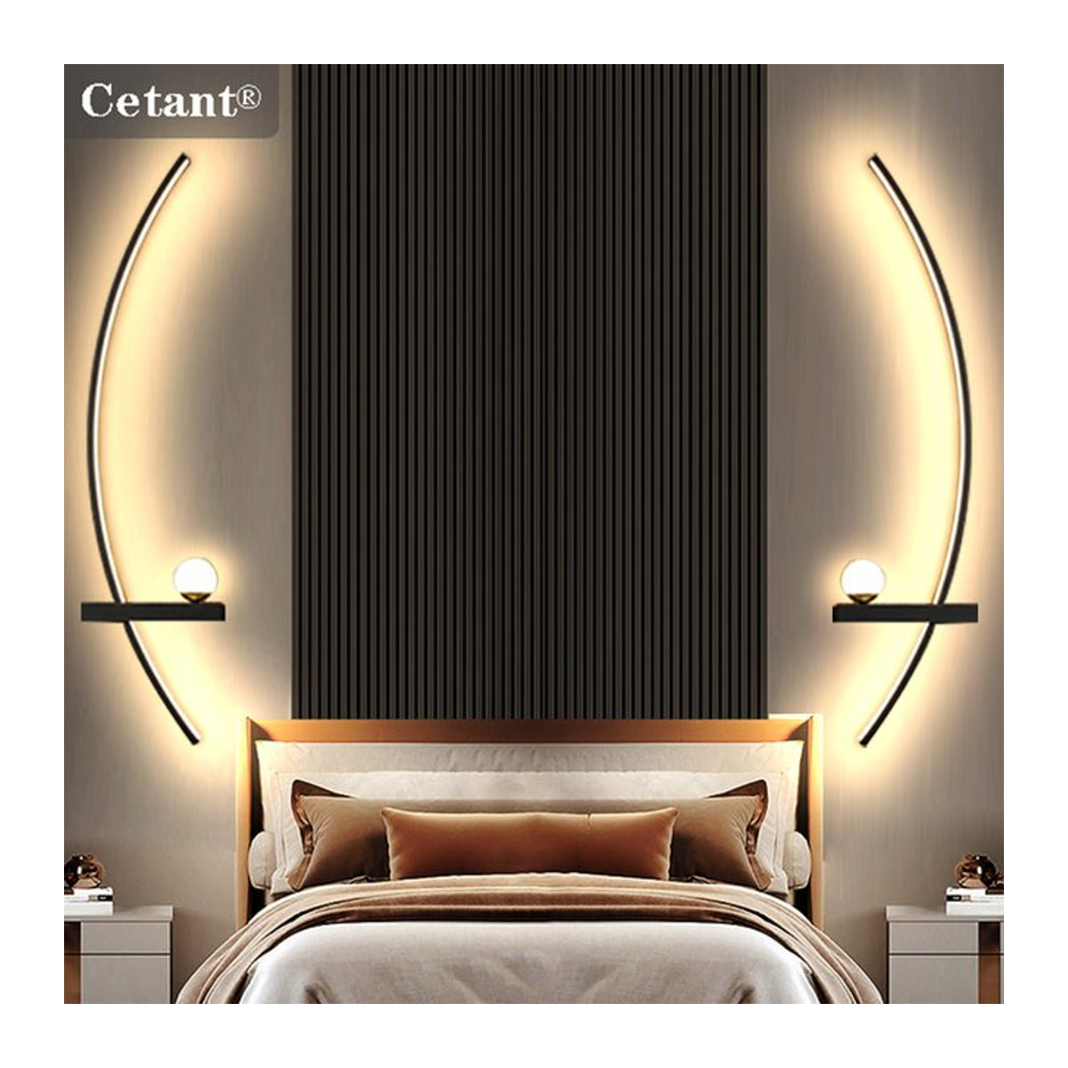 CETANT Moderne LED Wandlampe aus Aluminium in Schwarz mit Smart Fernbedienung für Schlafzimmer, Studie und Wohnzimmer - Bild 1