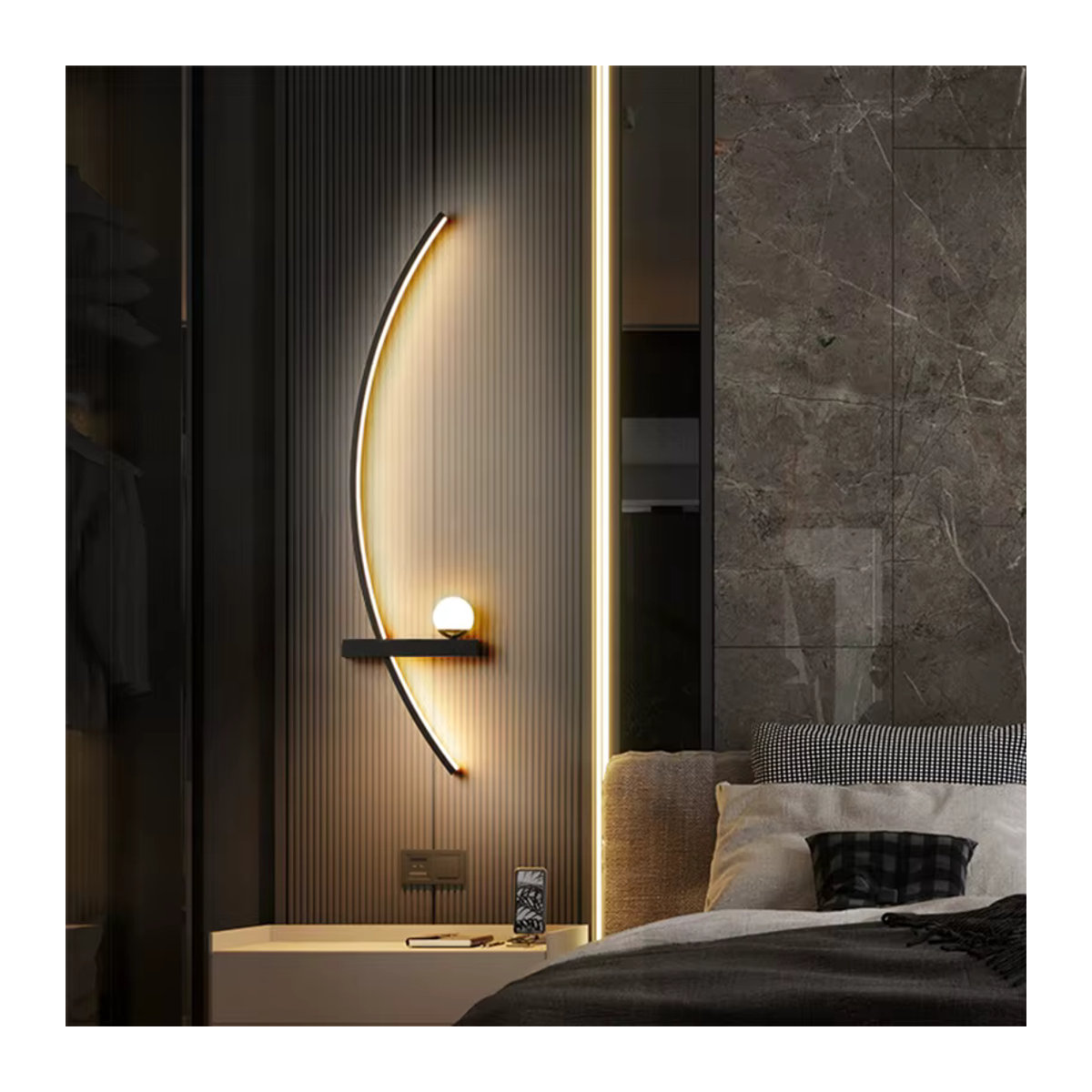 CETANT Moderne LED Wandlampe aus Aluminium in Schwarz mit Smart Fernbedienung für Schlafzimmer, Studie und Wohnzimmer - Bild 3