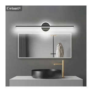 CETANT Moderne LED-Wandleuchte in Schwarz-Gold, 40 cm lange Streifenleuchte für Badezimmer und Schminktisch, Warmweiß