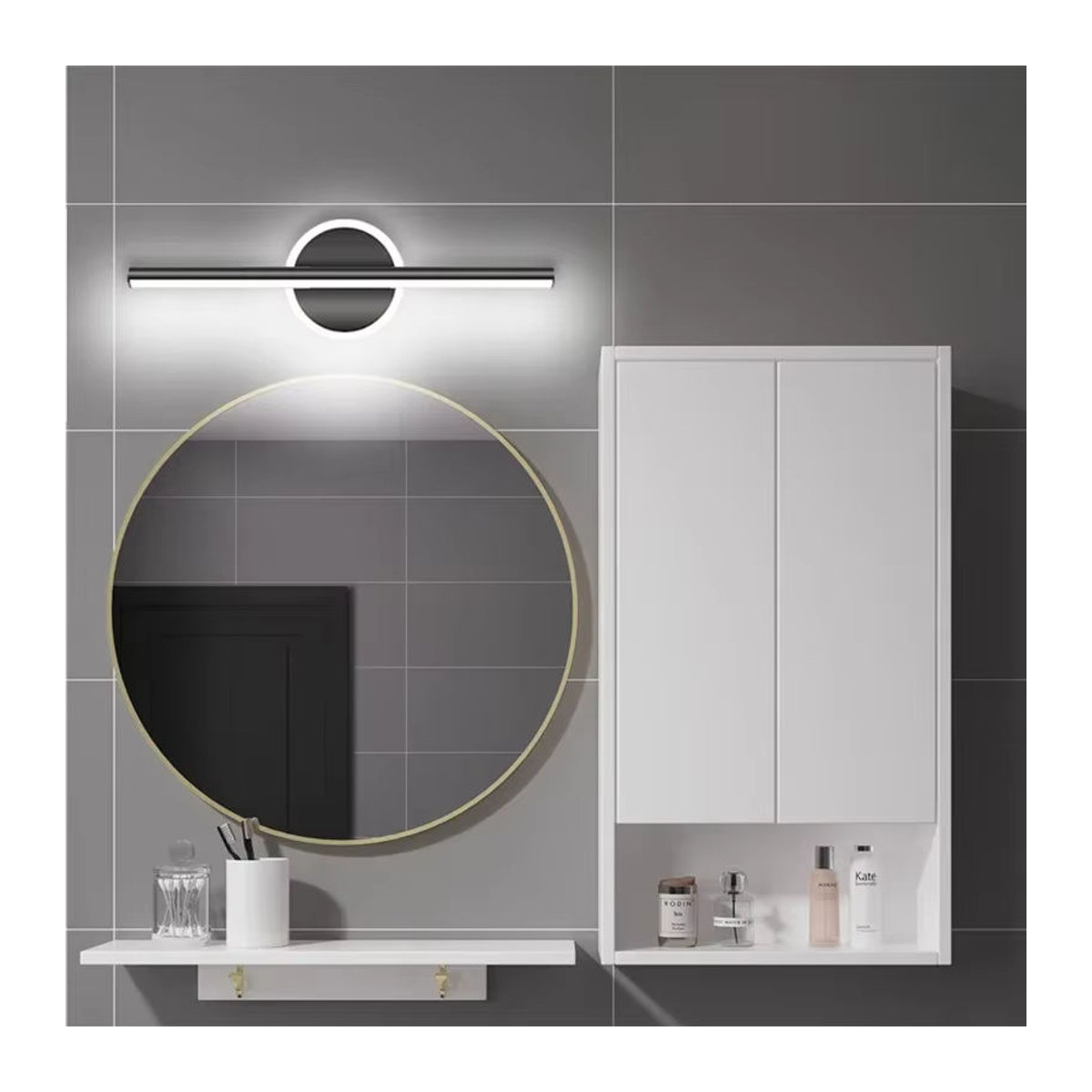 CETANT Moderne LED-Wandleuchte in Schwarz-Gold, 40 cm lange Streifenleuchte für Badezimmer und Schminktisch, Warmweiß - Bild 2
