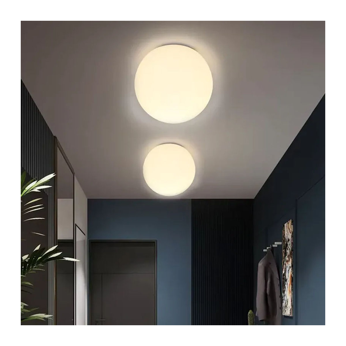 CETANT Nordic Deckenlampe aus Glas in Weiß mit LED und warmweißem Licht, minimalistisches Design für Schlafzimmer, Flur und Eingangsbereich - Bild 2