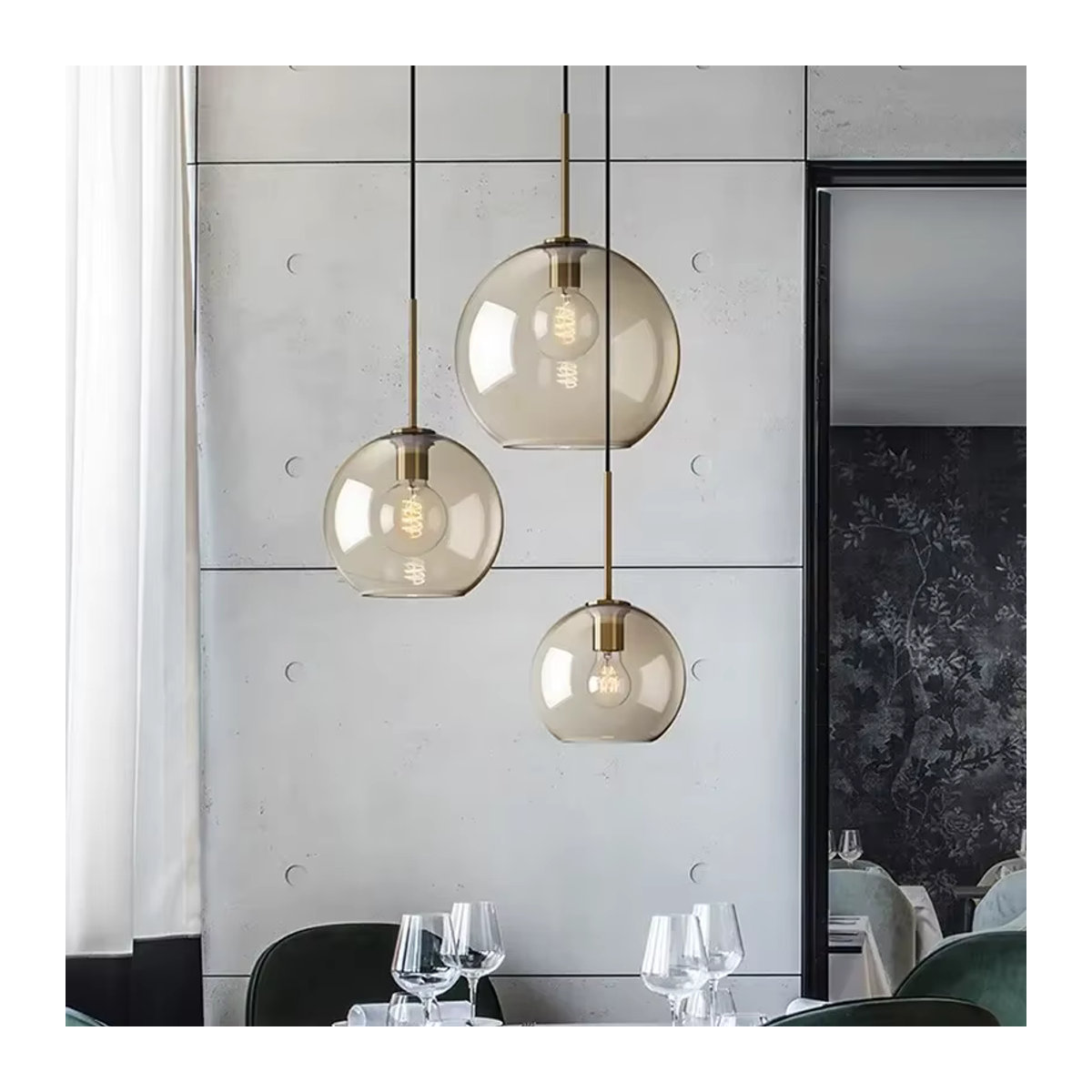 CETANT Nordic LED Glas Kronleuchter im skandinavischen Design als moderner Multi-Kopf Anhänger für Esszimmer, Wohnzimmer und Treppenhäuser - Bild 2