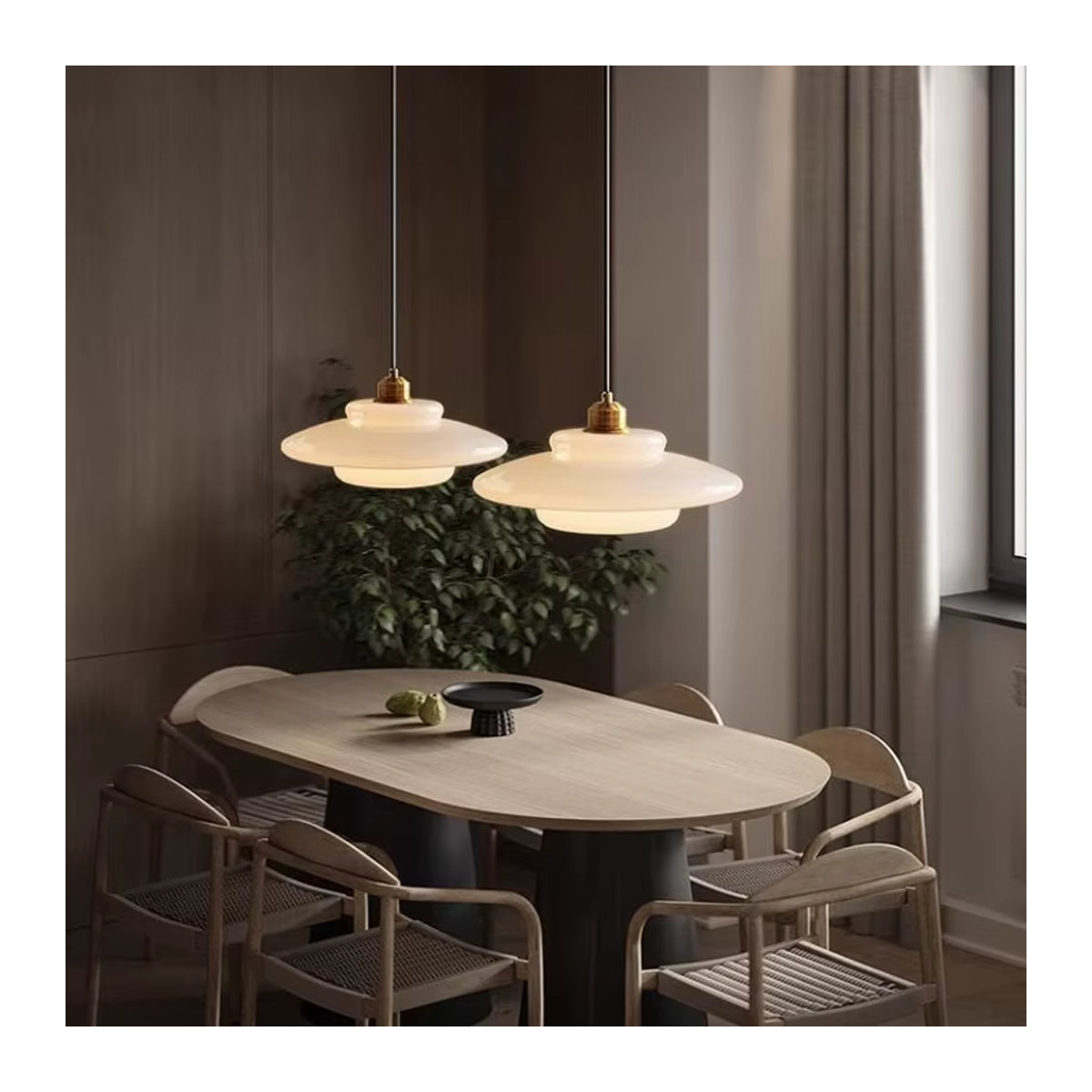 CETANT Nordic LED Glas Pendelleuchte in Beige im minimalistischen Retro-Stil mit E27 Fassung - Bild 3