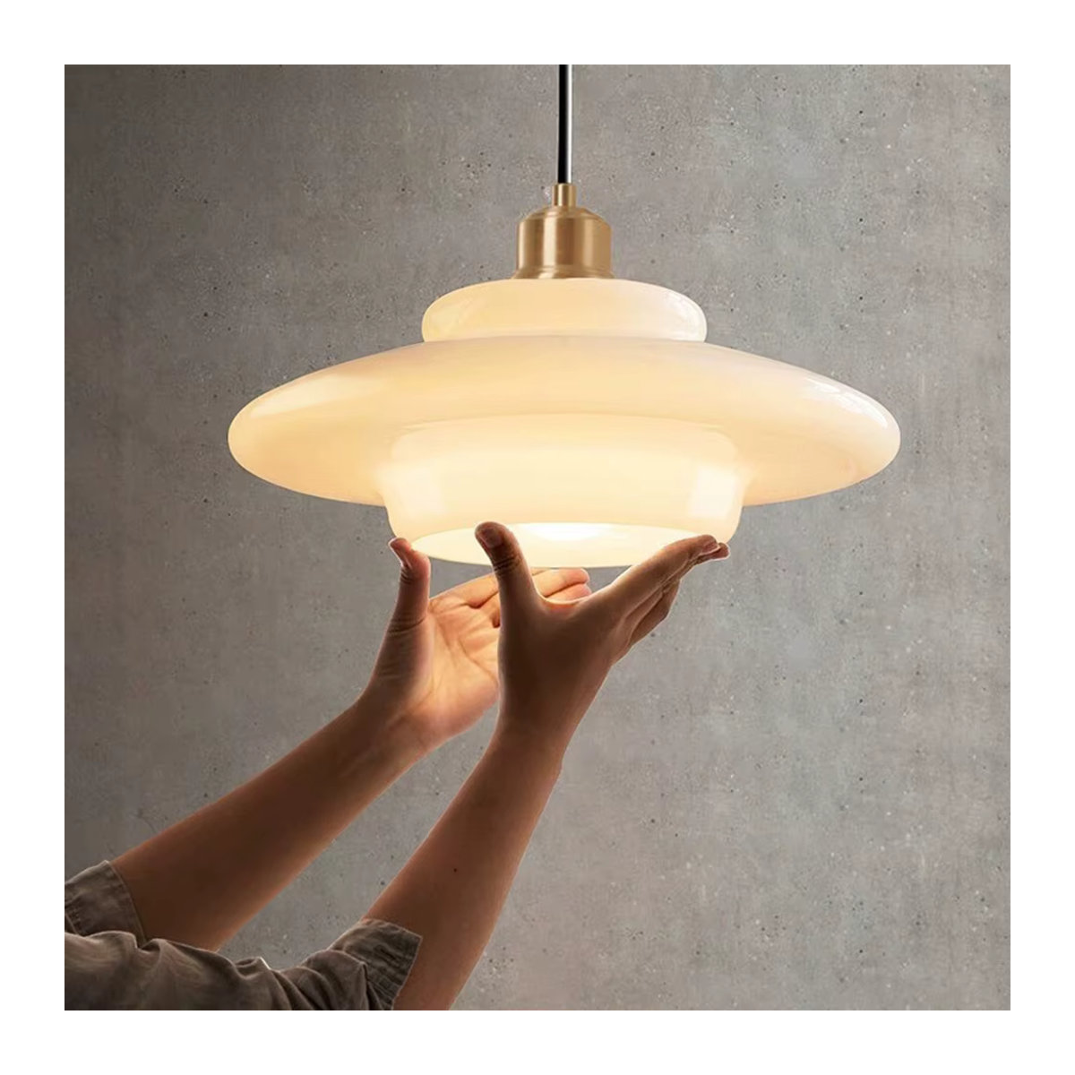 CETANT Nordic LED Glas Pendelleuchte in Beige im minimalistischen Retro-Stil mit E27 Fassung - Bild 5